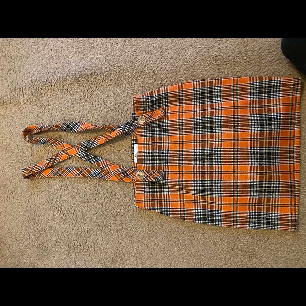 Plaid skirt/suspenders